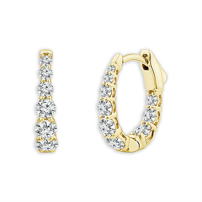 10K Yellow Gold Round Lab-Grown Diamond Hoop Earrings – 1 CTW - product