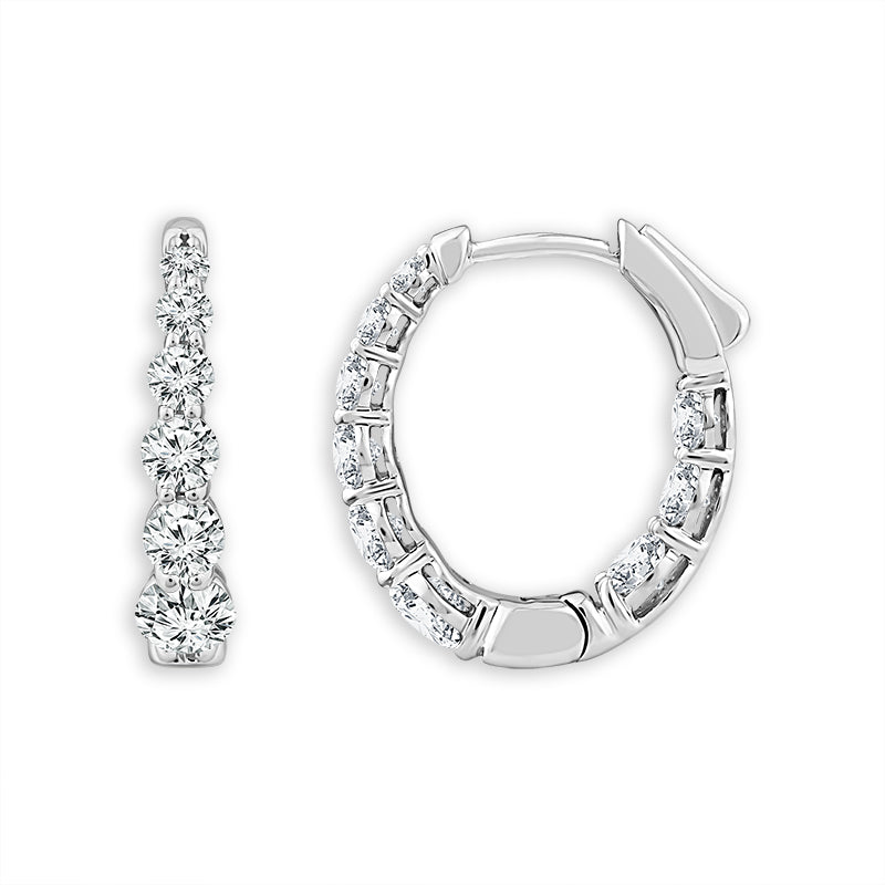 10K White Gold Round Lab-Grown Diamond Hoop Earrings – 2 CTW - product