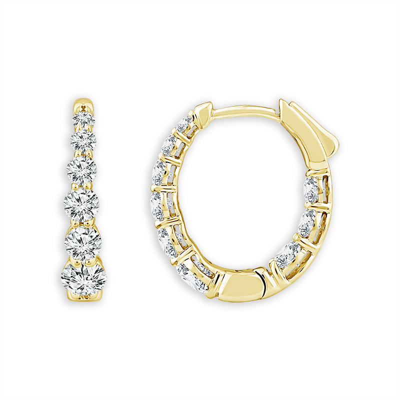 10K Yellow Gold Round Lab-Grown Diamond Hoop Earrings – 2 CTW - product