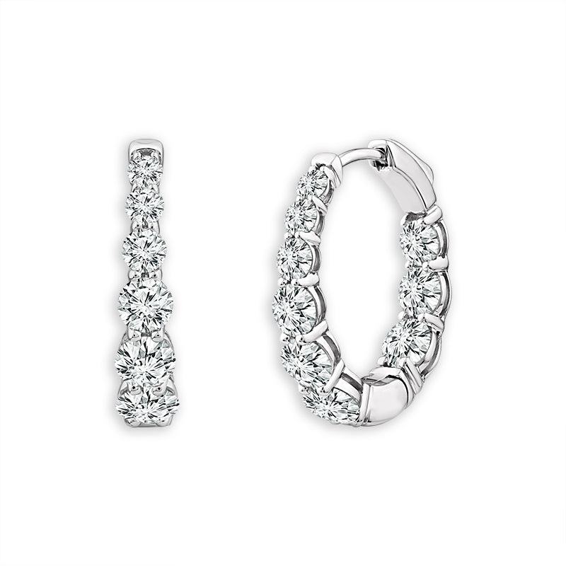 10K White Gold Round Lab-Grown Diamond Hoop Earrings – 3 CTW - product