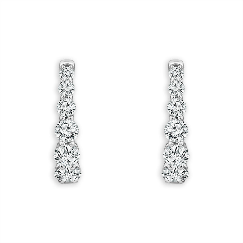 10K White Gold Round Lab-Grown Diamond Hoop Earrings – 3 CTW - product