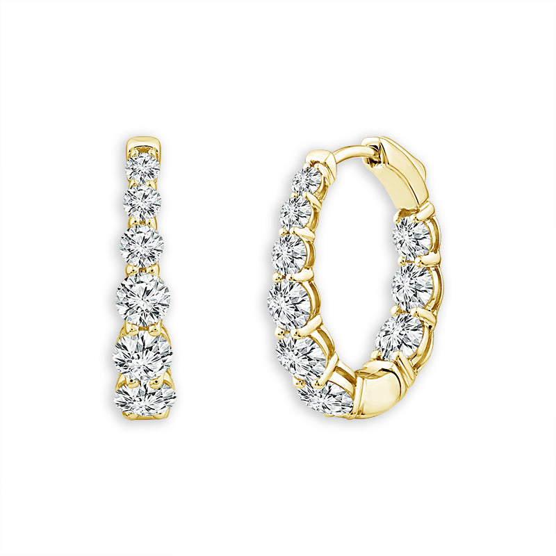 10K Yellow Gold Round Lab-Grown Diamond Hoop Earrings – 3 CTW - product