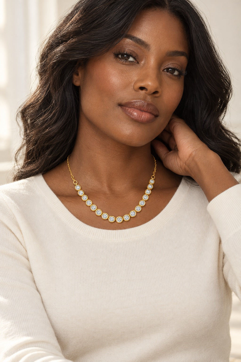 10K Yellow Gold Round Lab-Grown Diamond Fashion Necklace – 0.5 CTW - lifestyle