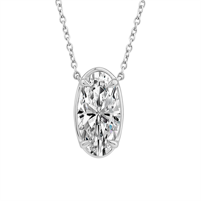 14K White Gold Oval Lab-Grown Diamond Fashion Pendant – 1.56 CTW - product