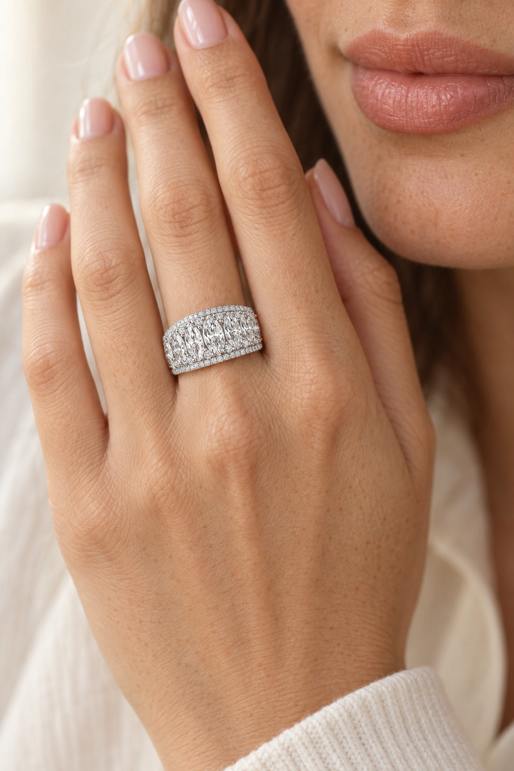 14K White Gold Lab-Grown Diamond Fashion Ring – 3.5 CTW - lifestyle