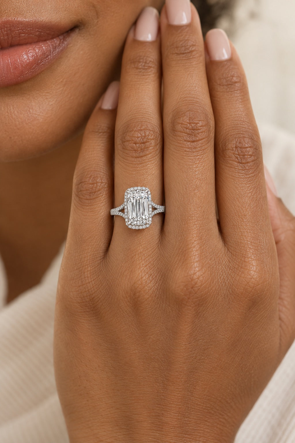 14K White Gold Cushion Lab-Grown Diamond Engagement Ring – 5.37 CTW - lifestyle