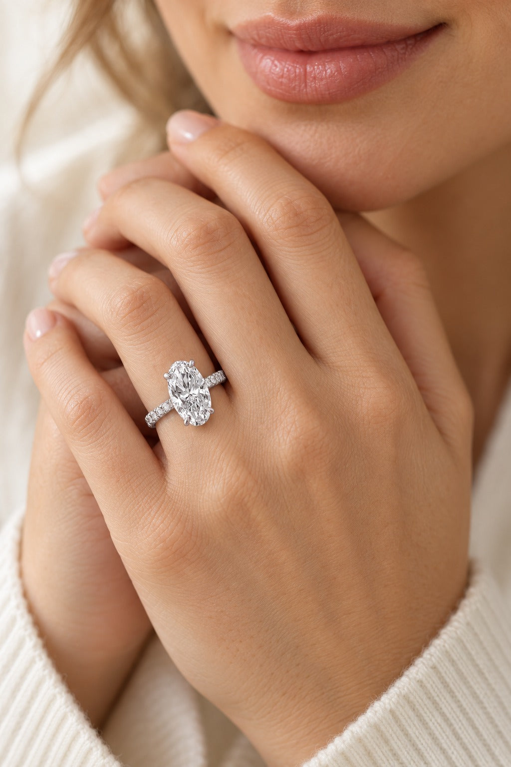 14K White Gold Oval Lab-Grown Diamond Engagement Ring – 8.25 CTW - lifestyle