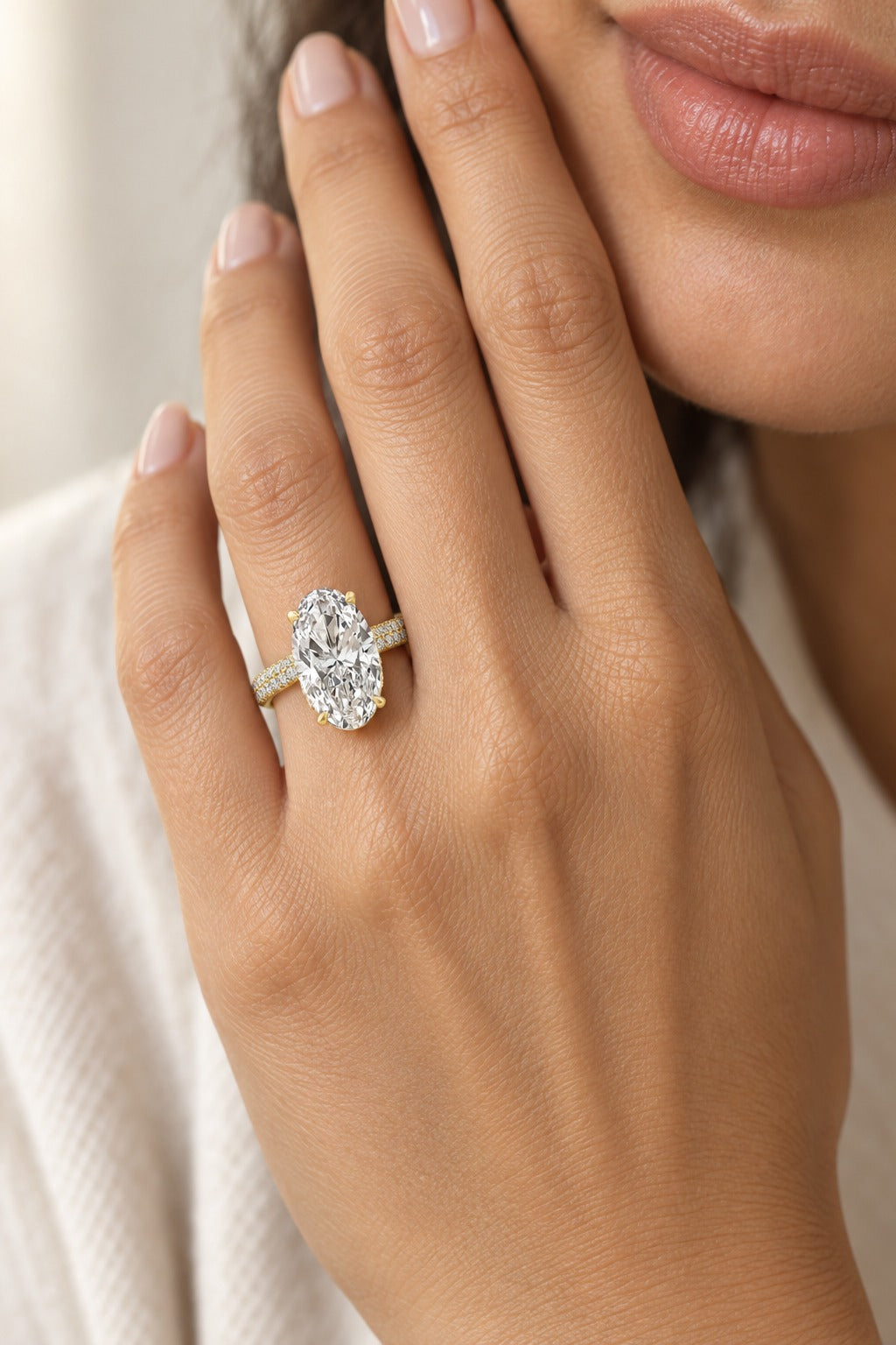 14K Yellow Gold Oval Lab-Grown Diamond Engagement Ring – 8.25 CTW - lifestyle