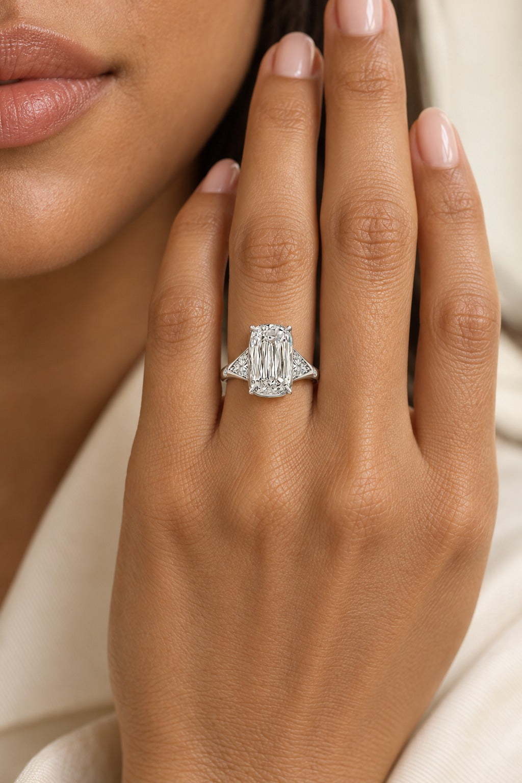14K White Gold Cushion Lab-Grown Diamond Engagement Ring – 11.2 CTW - lifestyle
