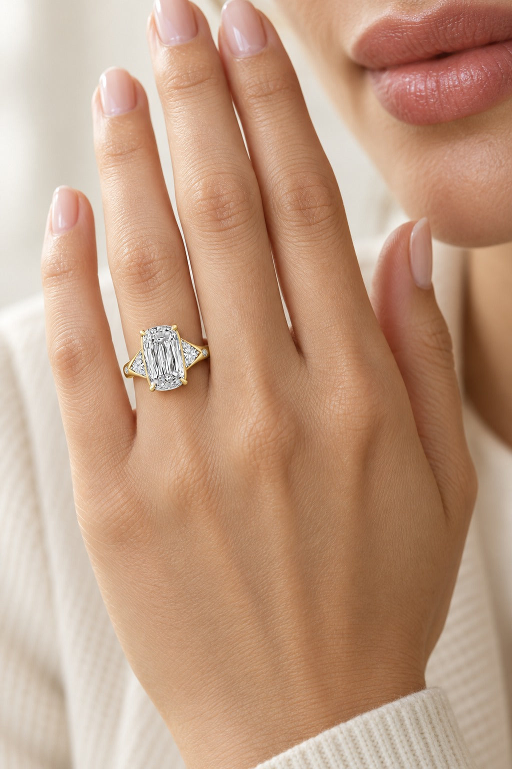 14K Yellow Gold Cushion Lab-Grown Diamond Engagement Ring – 11.2 CTW - lifestyle