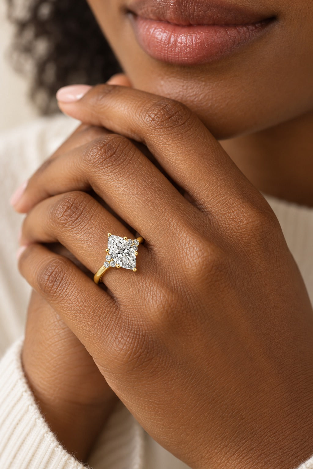 14K Yellow Gold Marquise Lab-Grown Diamond Engagement Ring – 3.2 CTW - lifestyle