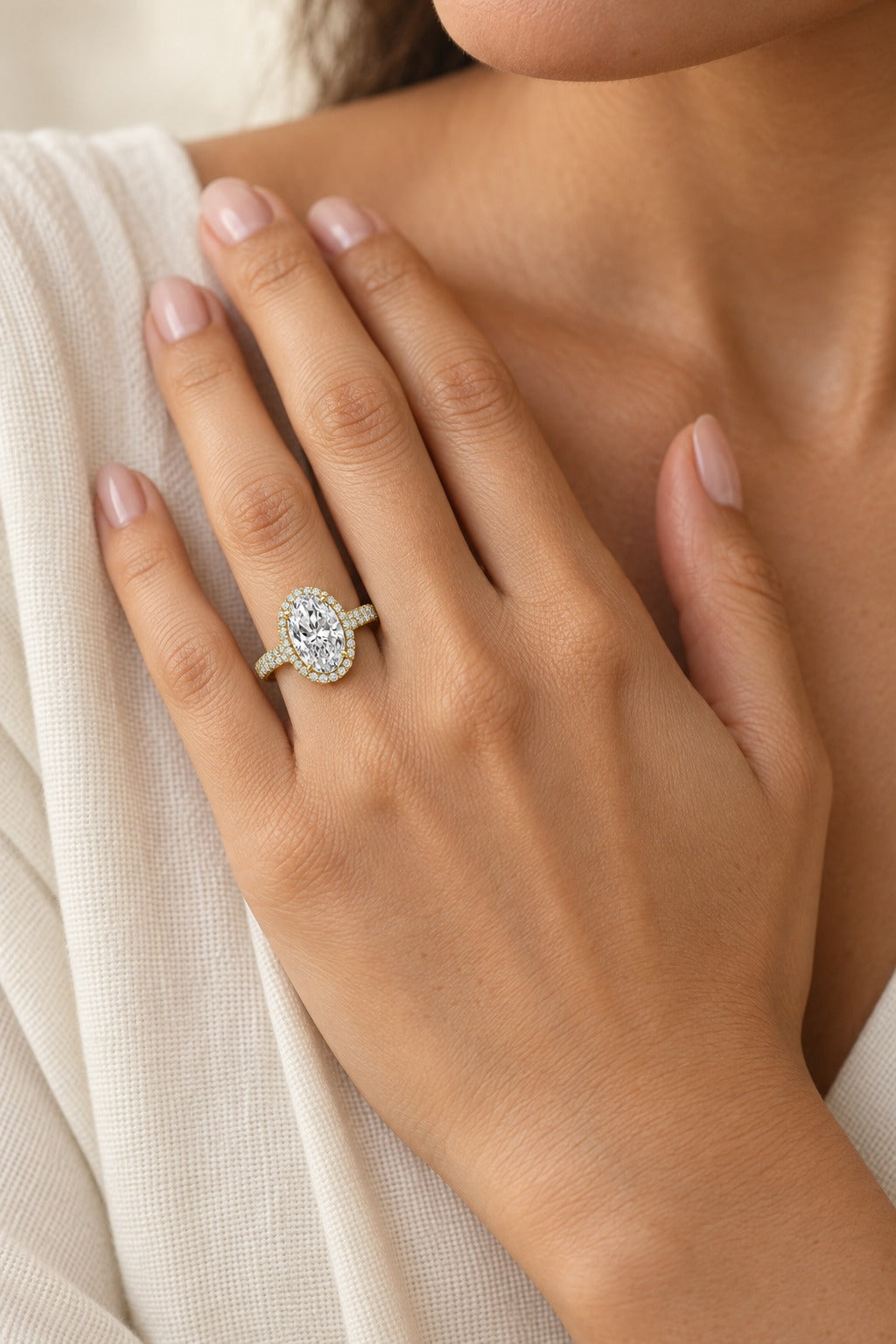 14K Yellow Gold Oval Lab-Grown Diamond Engagement Ring – 4.2 CTW - lifestyle