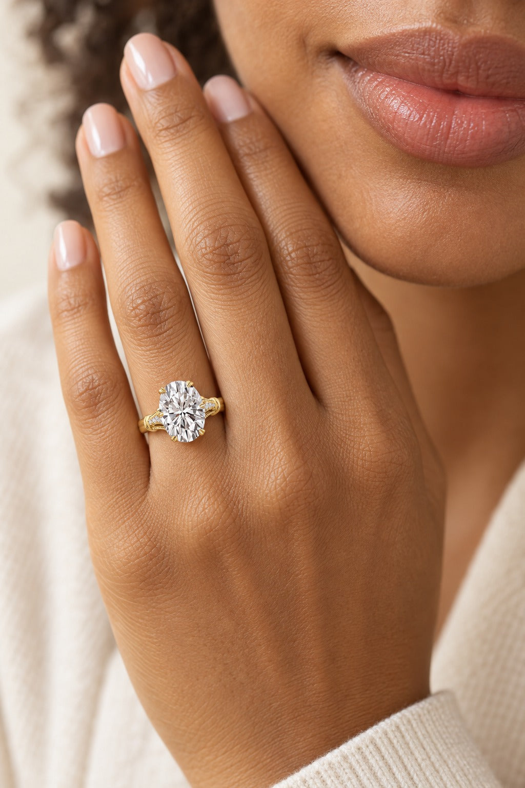 14K Yellow Gold Oval Lab-Grown Diamond Engagement Ring – 3.5 CTW - lifestyle