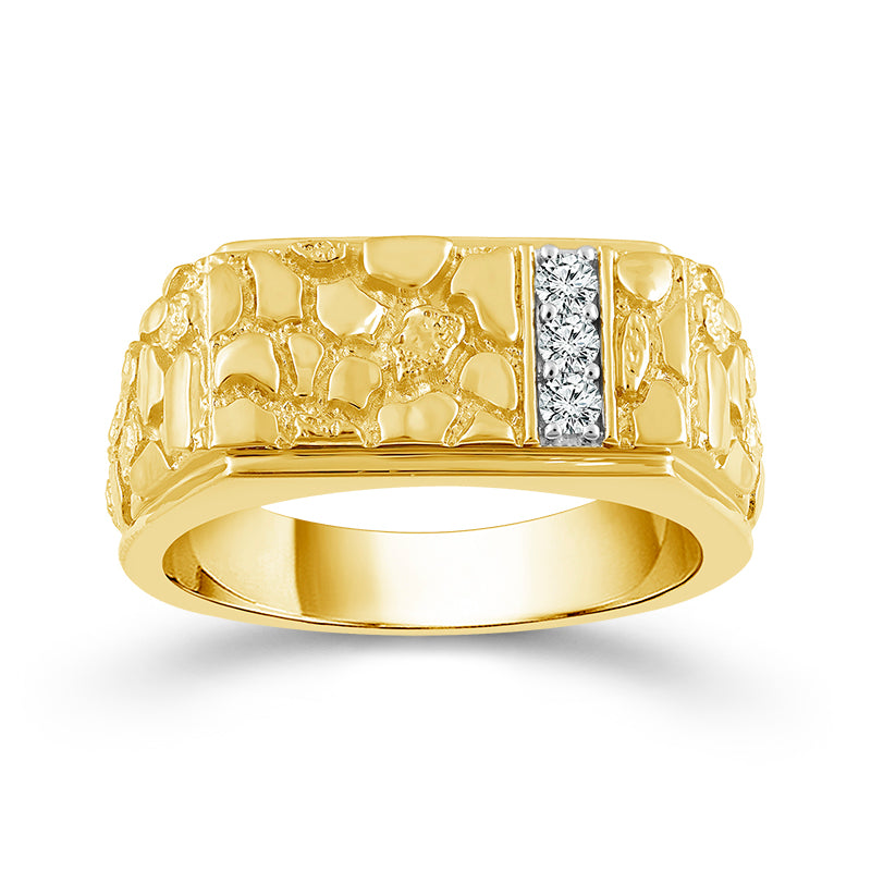 10K Yellow Gold Round Lab-Grown Diamond Men's Fashion Ring – 0.16 CTW - product