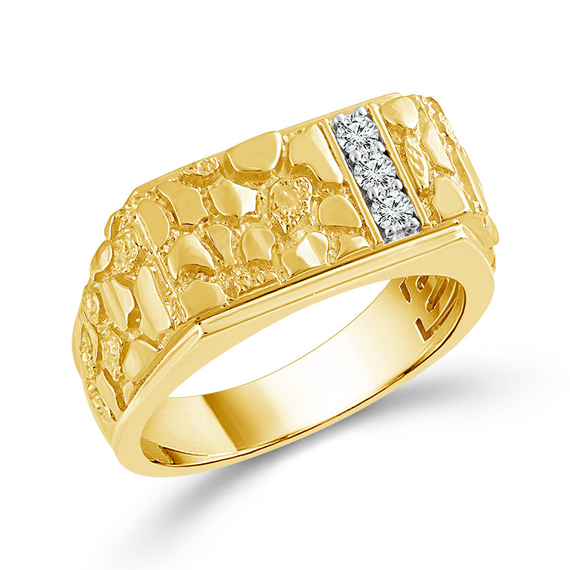 10K Yellow Gold Round Lab-Grown Diamond Men's Fashion Ring – 0.16 CTW - product