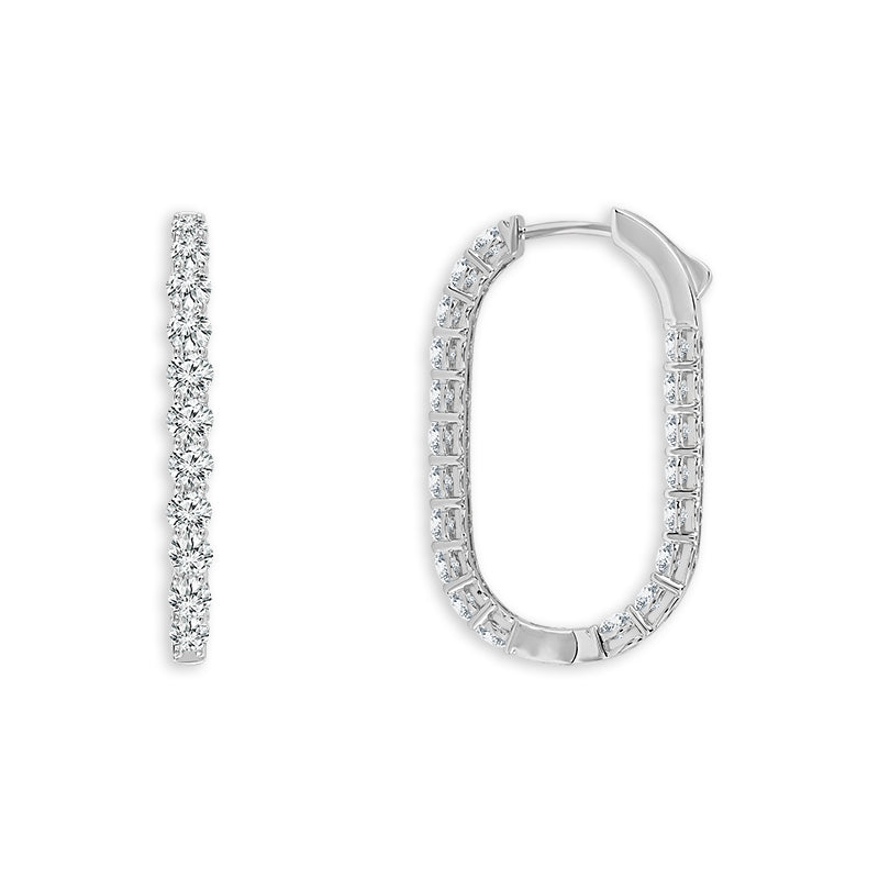 14K White Gold Round Lab-Grown Diamond Hoop Earrings – 3 CTW - product