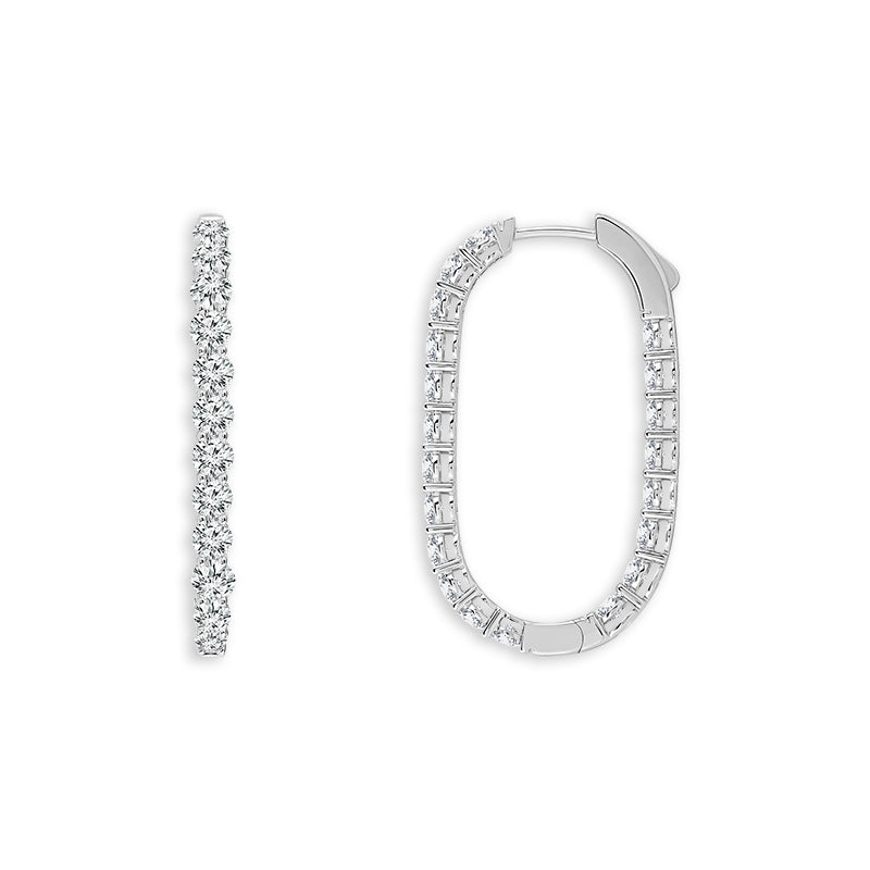 14K White Gold Round Lab-Grown Diamond Hoop Earrings – 4 CTW - product
