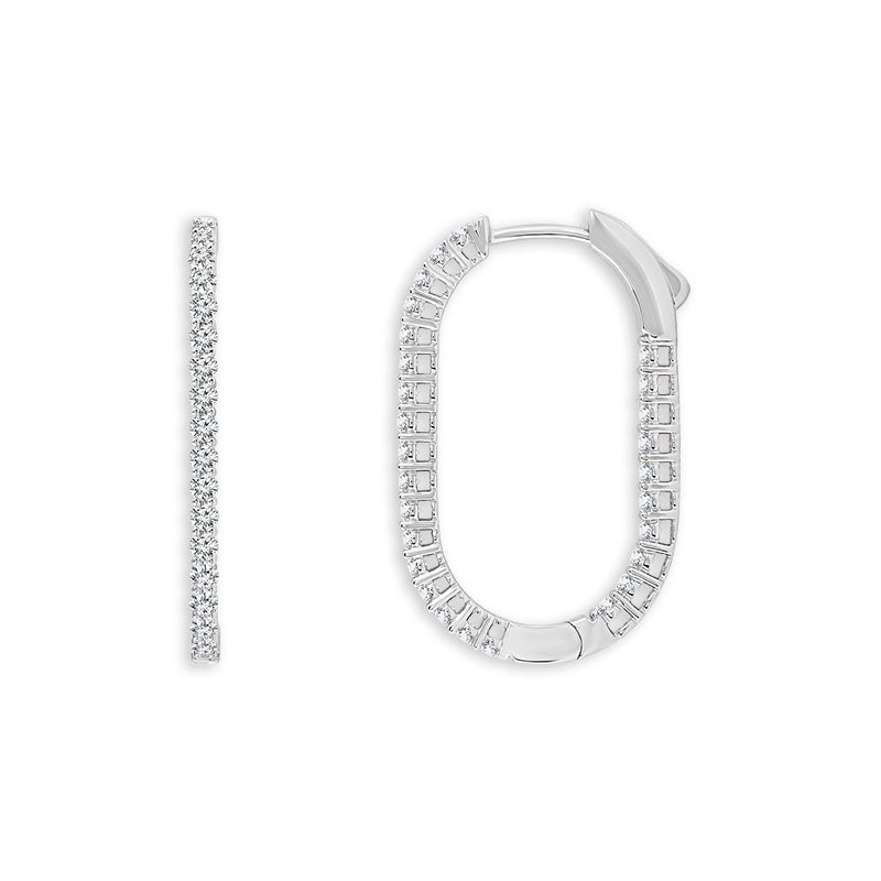14K White Gold Round Lab-Grown Diamond Hoop Earrings – 1 CTW - product