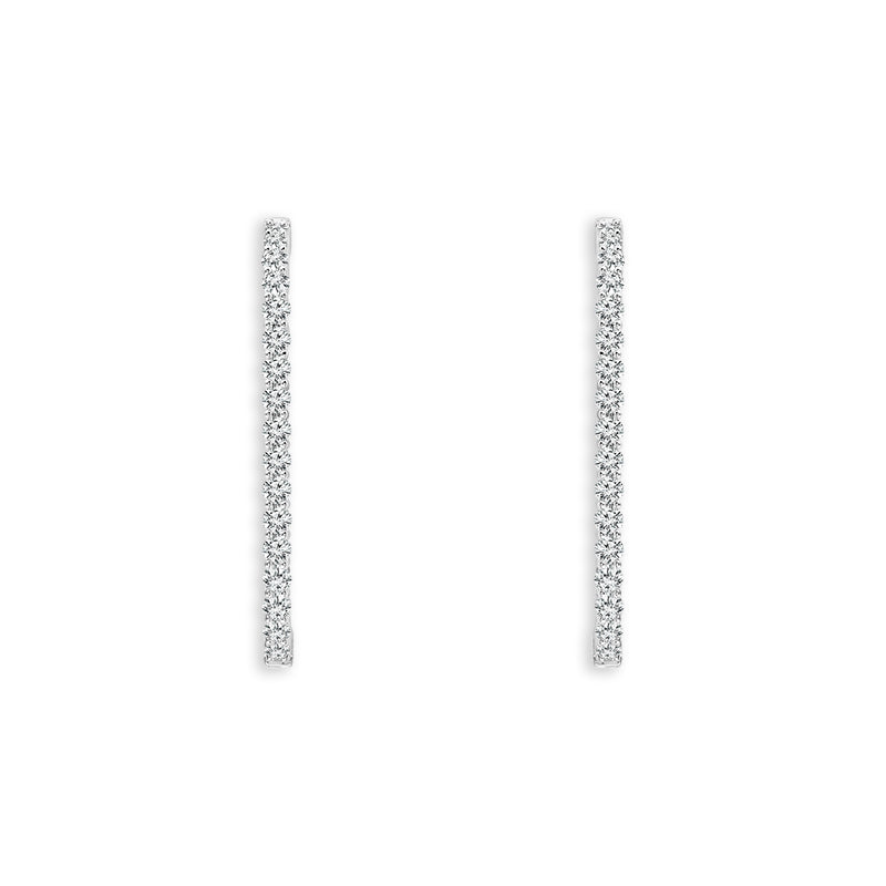 14K White Gold Round Lab-Grown Diamond Hoop Earrings – 1 CTW - product