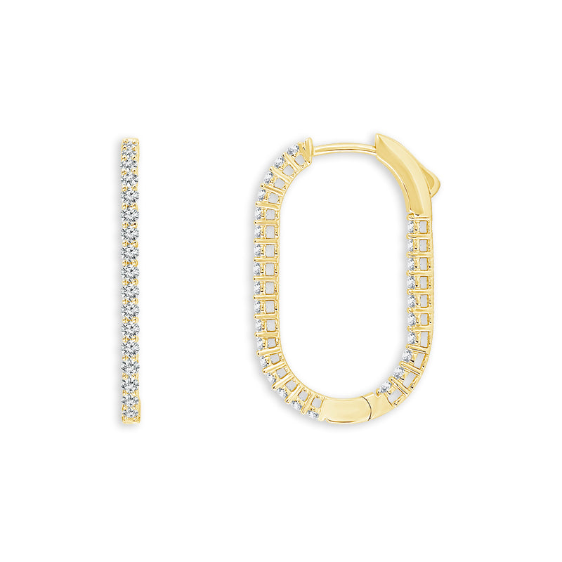 14K Yellow Gold Round Lab-Grown Diamond Hoop Earrings – 1 CTW - product