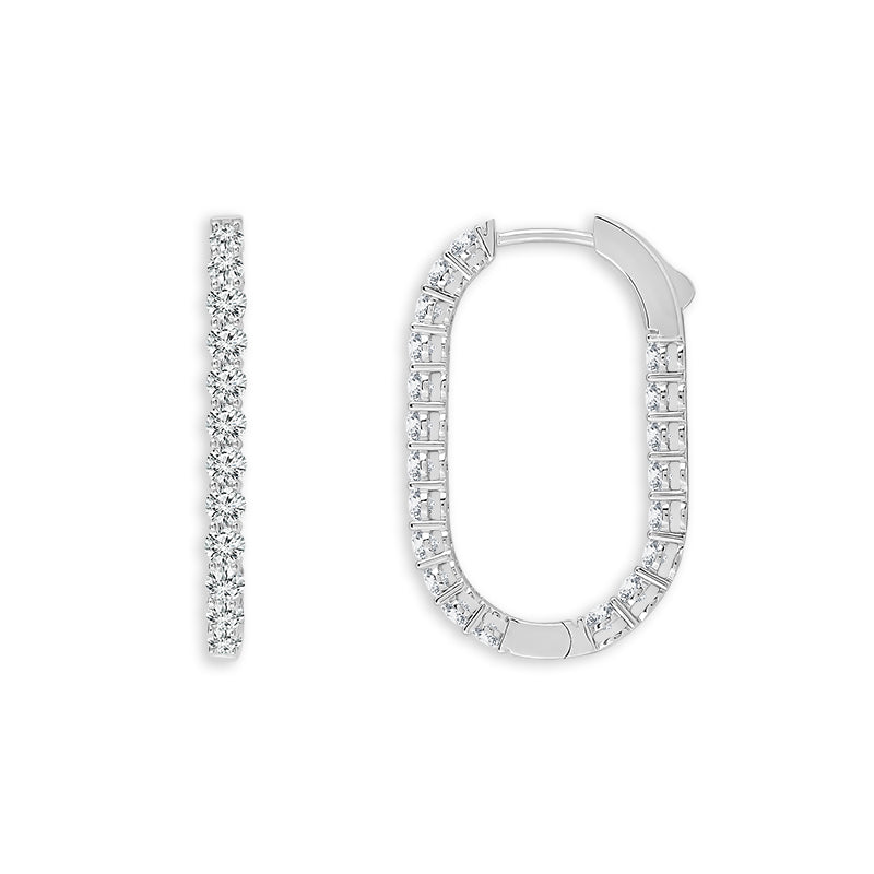 14K White Gold Round Lab-Grown Diamond Hoop Earrings – 2 CTW - product