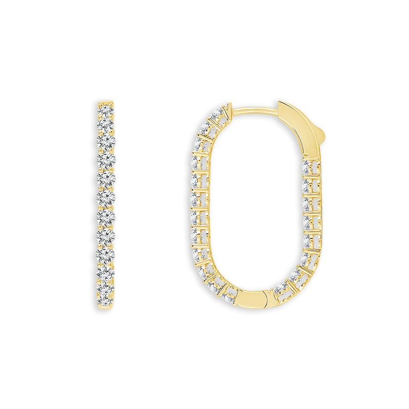 14K Yellow Gold Round Lab-Grown Diamond Hoop Earrings – 2 CTW - product