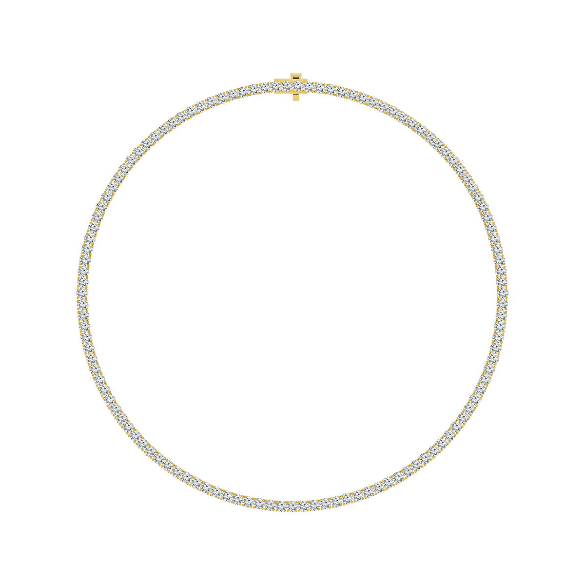 10K Yellow Gold Round Lab-Grown Diamond Tennis Necklace – 15 CTW - product