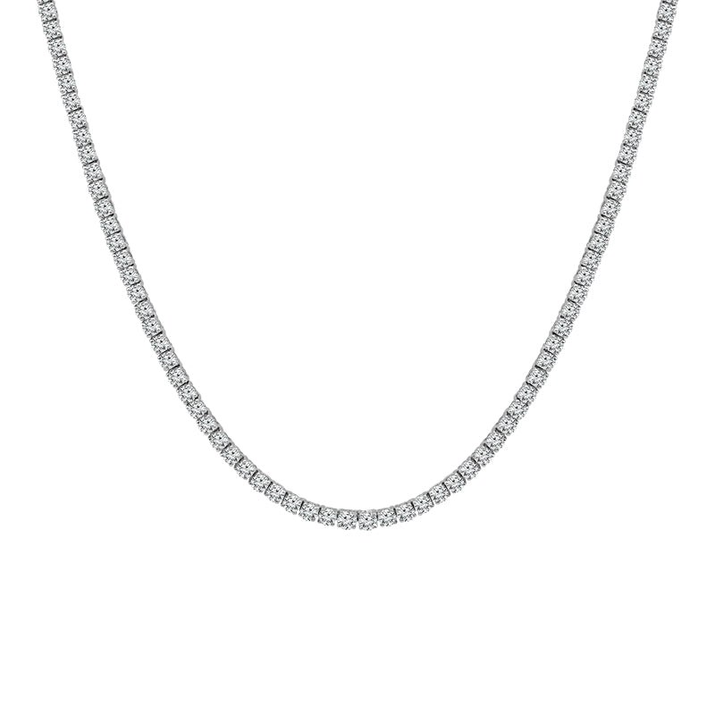 10K White Gold Round Lab-Grown Diamond Tennis Necklace – 5 CTW - product