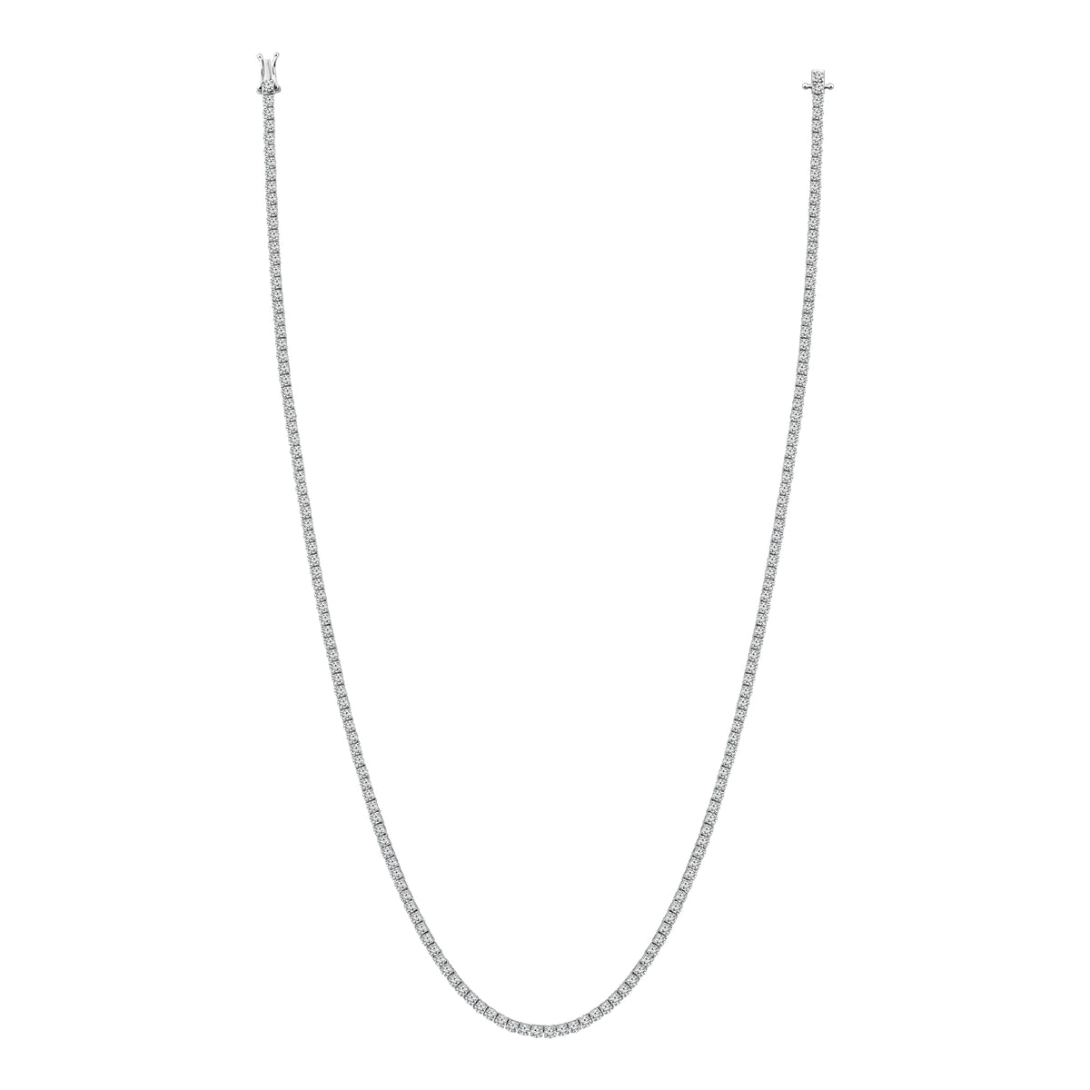 10K White Gold Round Lab-Grown Diamond Tennis Necklace – 5 CTW - product
