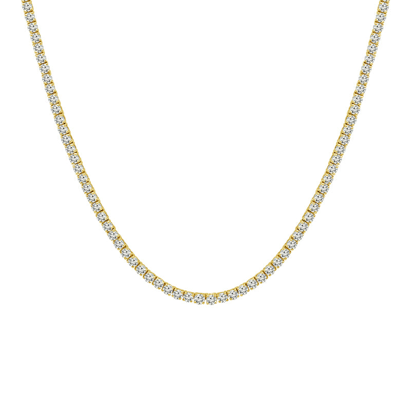 10K Yellow Gold Round Lab-Grown Diamond Tennis Necklace – 5 CTW - product