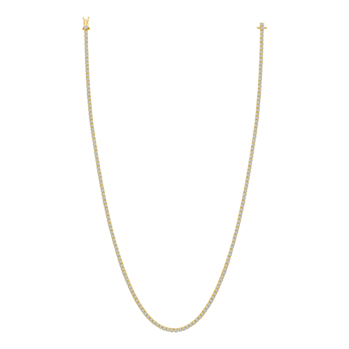 10K Yellow Gold Round Lab-Grown Diamond Tennis Necklace – 5 CTW - product
