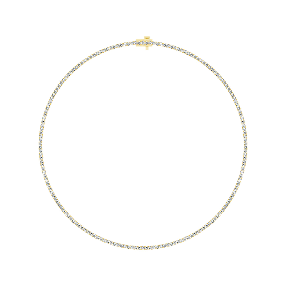 10K Yellow Gold Round Lab-Grown Diamond Tennis Necklace – 7 CTW - product