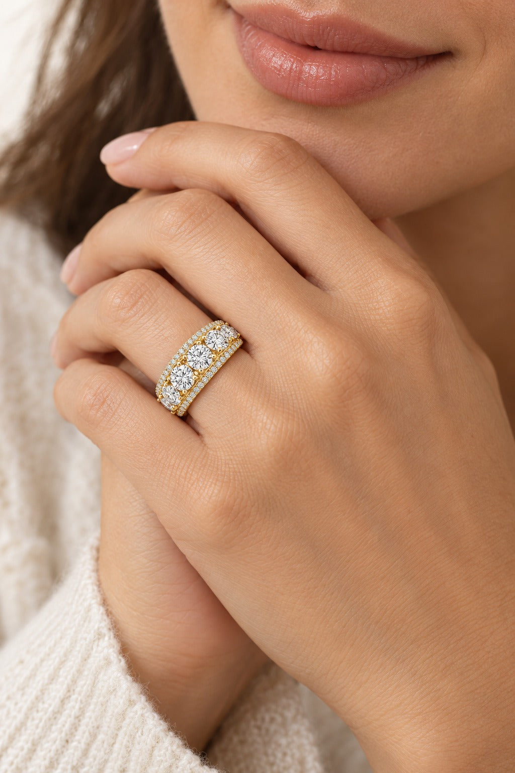 14K Yellow Gold Round Lab-Grown Diamond Fashion Ring – 4 CTW - lifestyle