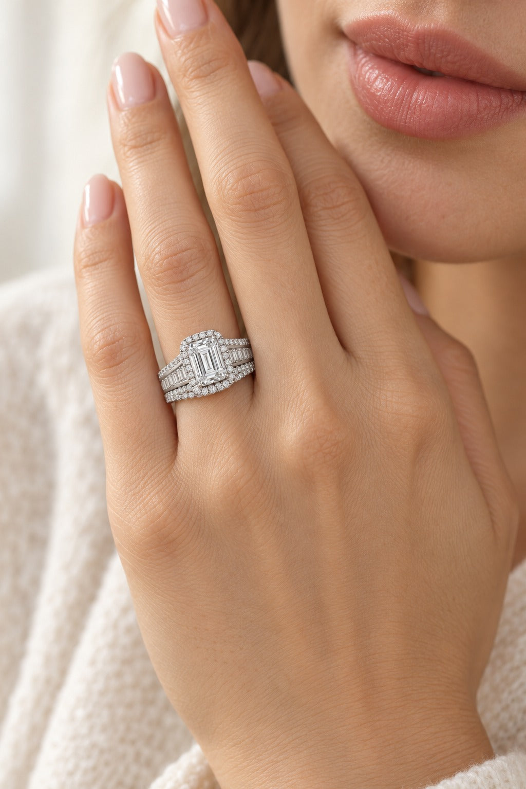 14K White Gold Lab-Grown Diamond Engagement Ring – 3.75 CTW - lifestyle