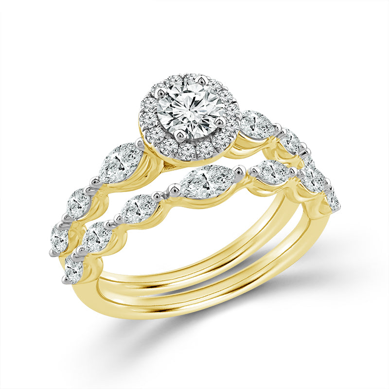 14K Yellow Gold Round Lab-Grown Diamond Bridal Set – 1.5 CTW - product