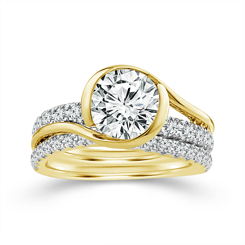 14K Yellow Gold Round Lab-Grown Diamond Bridal Set – 3 CTW - product