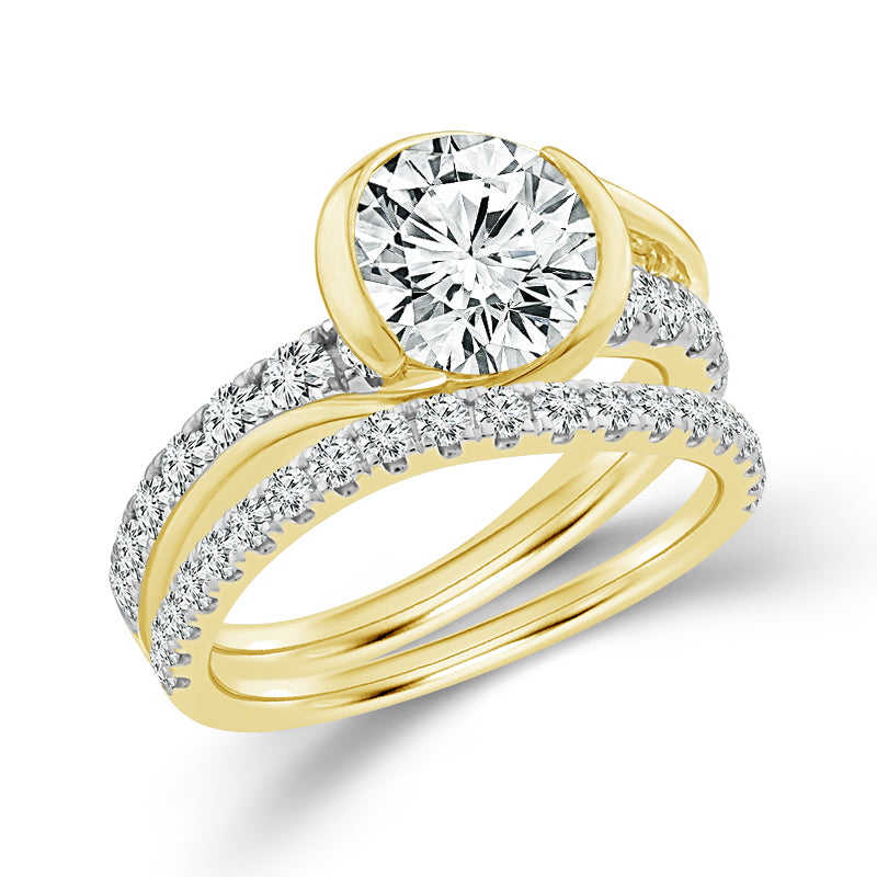 14K Yellow Gold Round Lab-Grown Diamond Bridal Set – 3 CTW - product