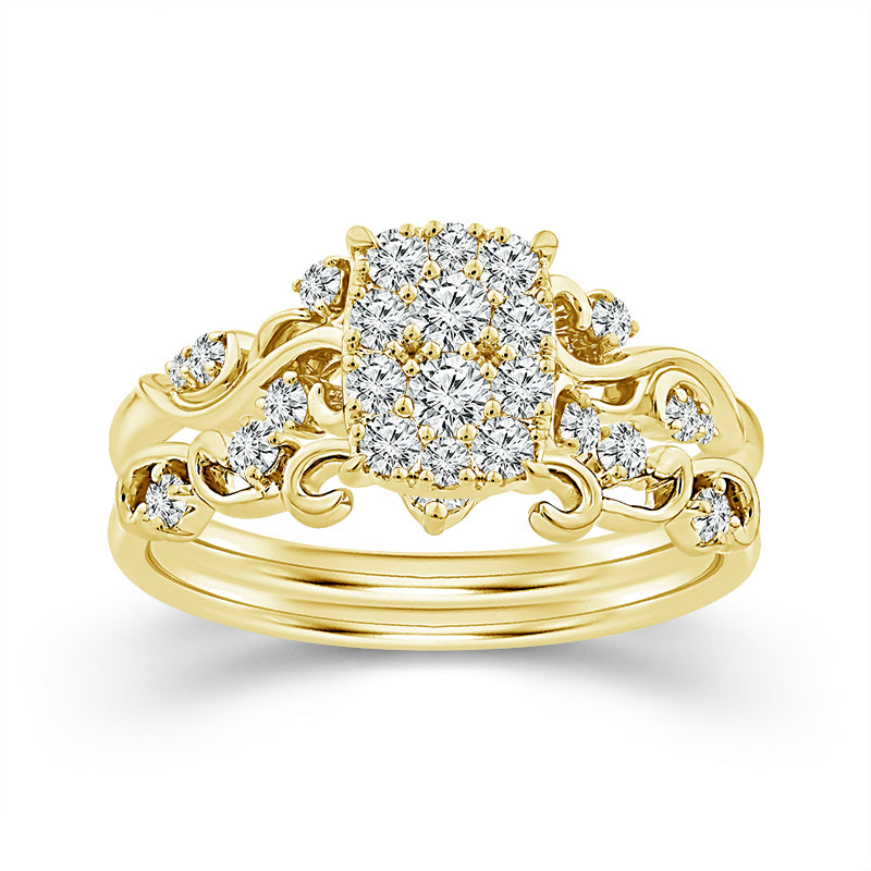 10K Yellow Gold Radiant Lab-Grown Diamond Bridal Set – 0.5 CTW - product