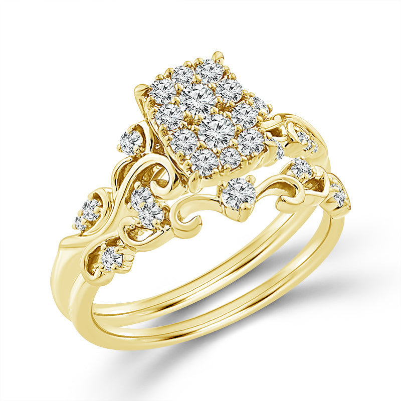 10K Yellow Gold Radiant Lab-Grown Diamond Bridal Set – 0.5 CTW - product