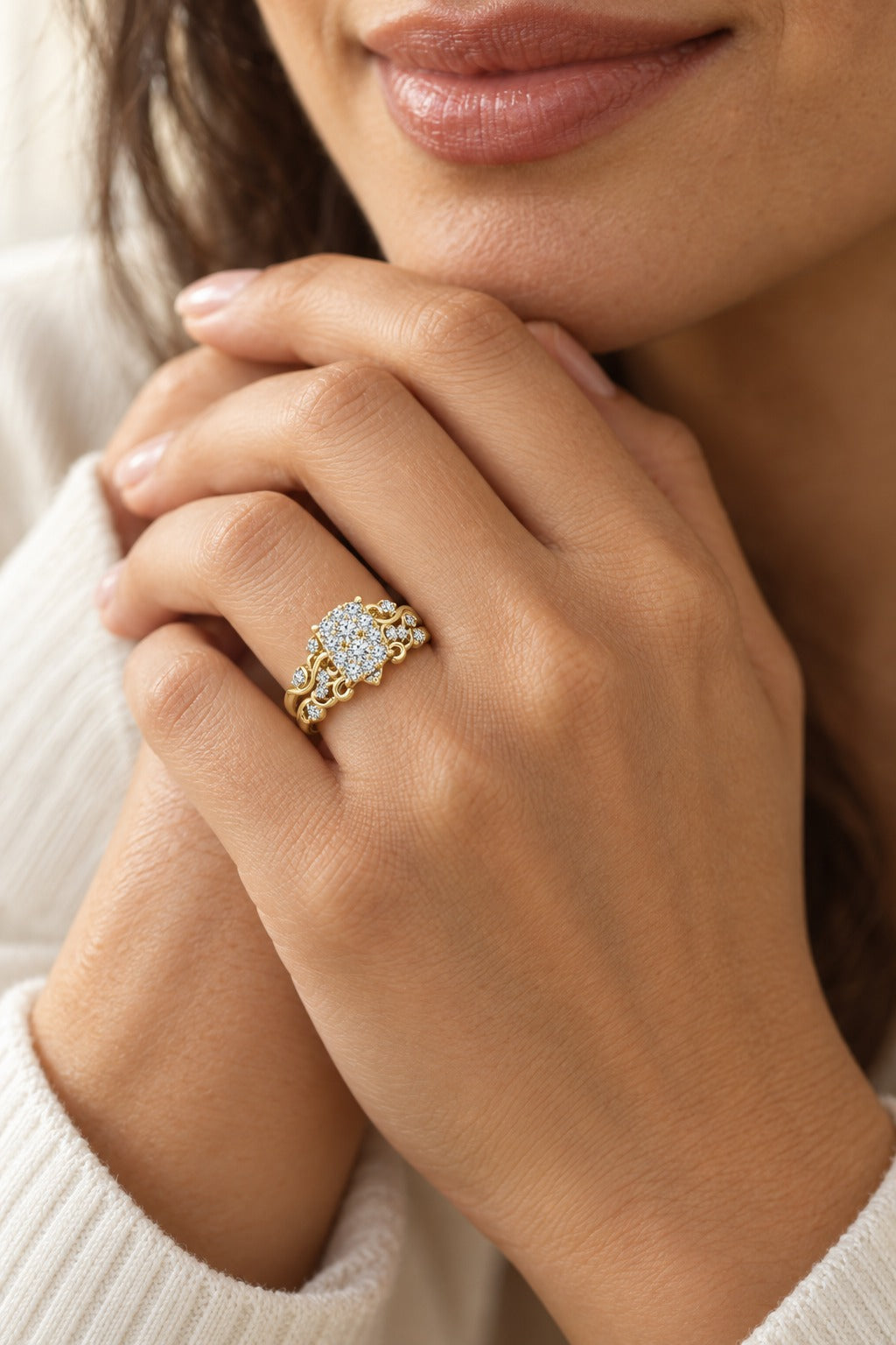 10K Yellow Gold Radiant Lab-Grown Diamond Bridal Set – 0.5 CTW - lifestyle