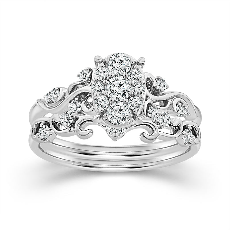10K White Gold Oval Lab-Grown Diamond Bridal Set – 0.5 CTW - product