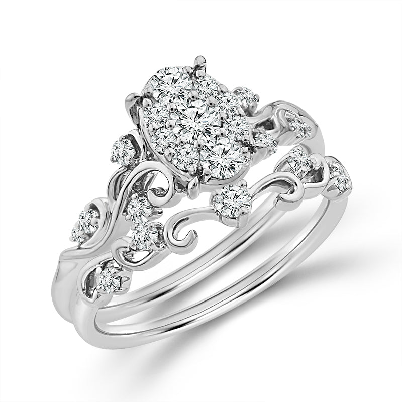 10K White Gold Oval Lab-Grown Diamond Bridal Set – 0.5 CTW - product