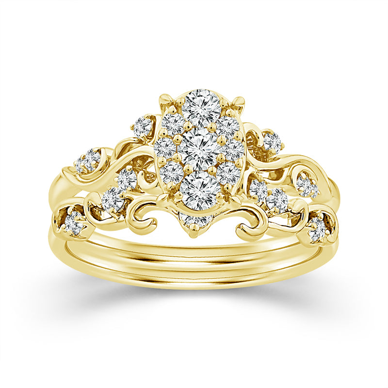 10K Yellow Gold Oval Lab-Grown Diamond Bridal Set – 0.5 CTW - product