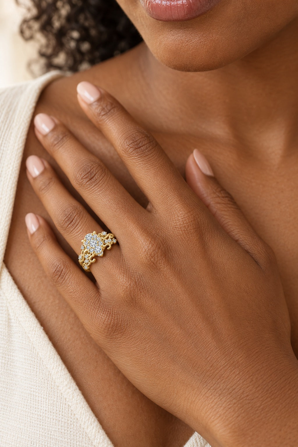 10K Yellow Gold Oval Lab-Grown Diamond Bridal Set – 0.5 CTW - lifestyle