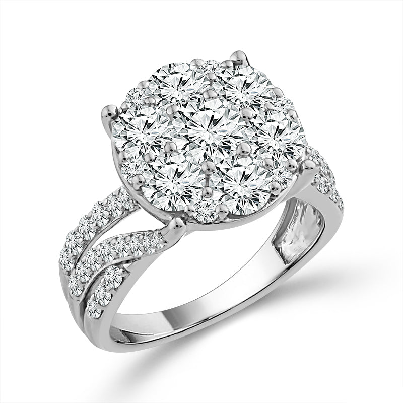 14K White Gold Round Lab-Grown Diamond Engagement Ring – 3 CTW - product
