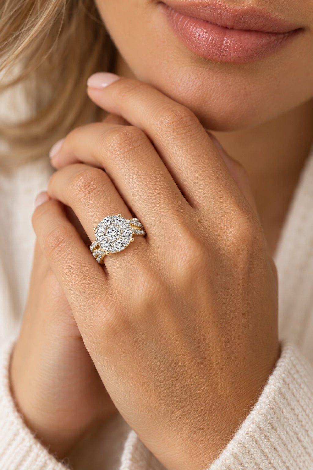 14K Yellow Gold Round Lab-Grown Diamond Engagement Ring – 3 CTW - lifestyle