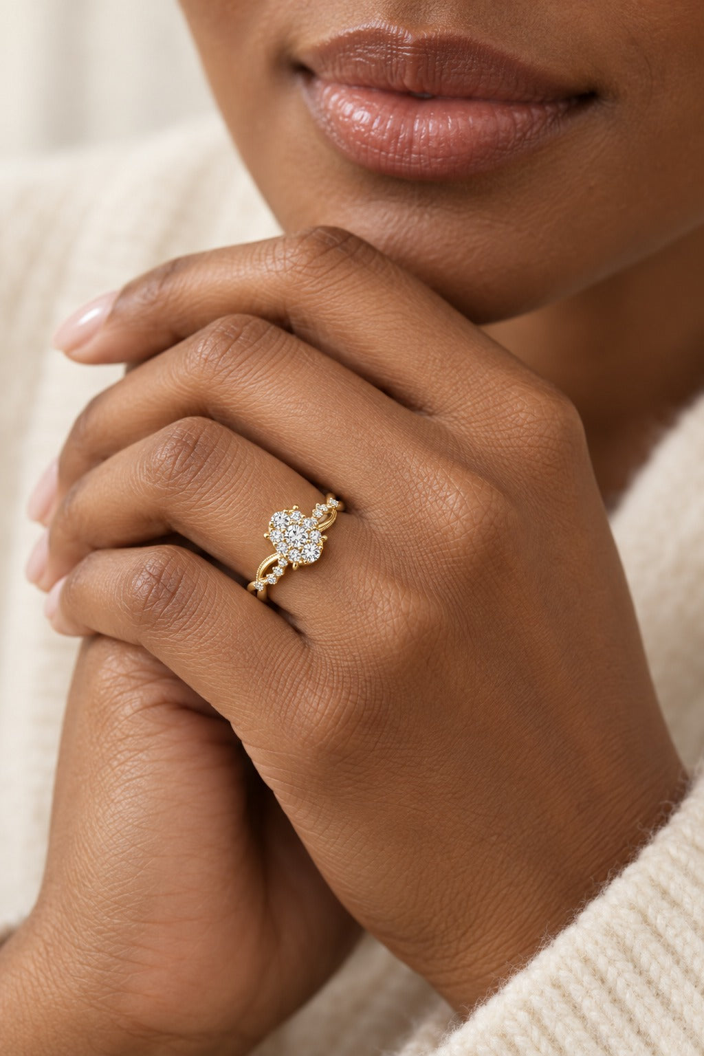 10K Yellow Gold Oval Lab-Grown Diamond Engagement Ring – 0.5 CTW - lifestyle