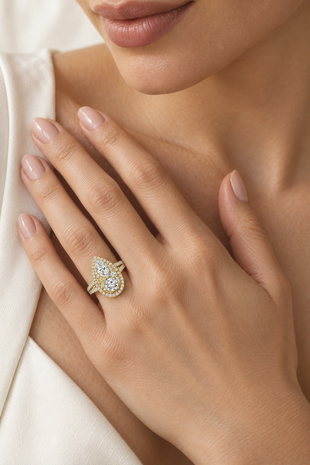10K Yellow Gold Marquise Lab-Grown Diamond Engagement Ring – 3 CTW - lifestyle