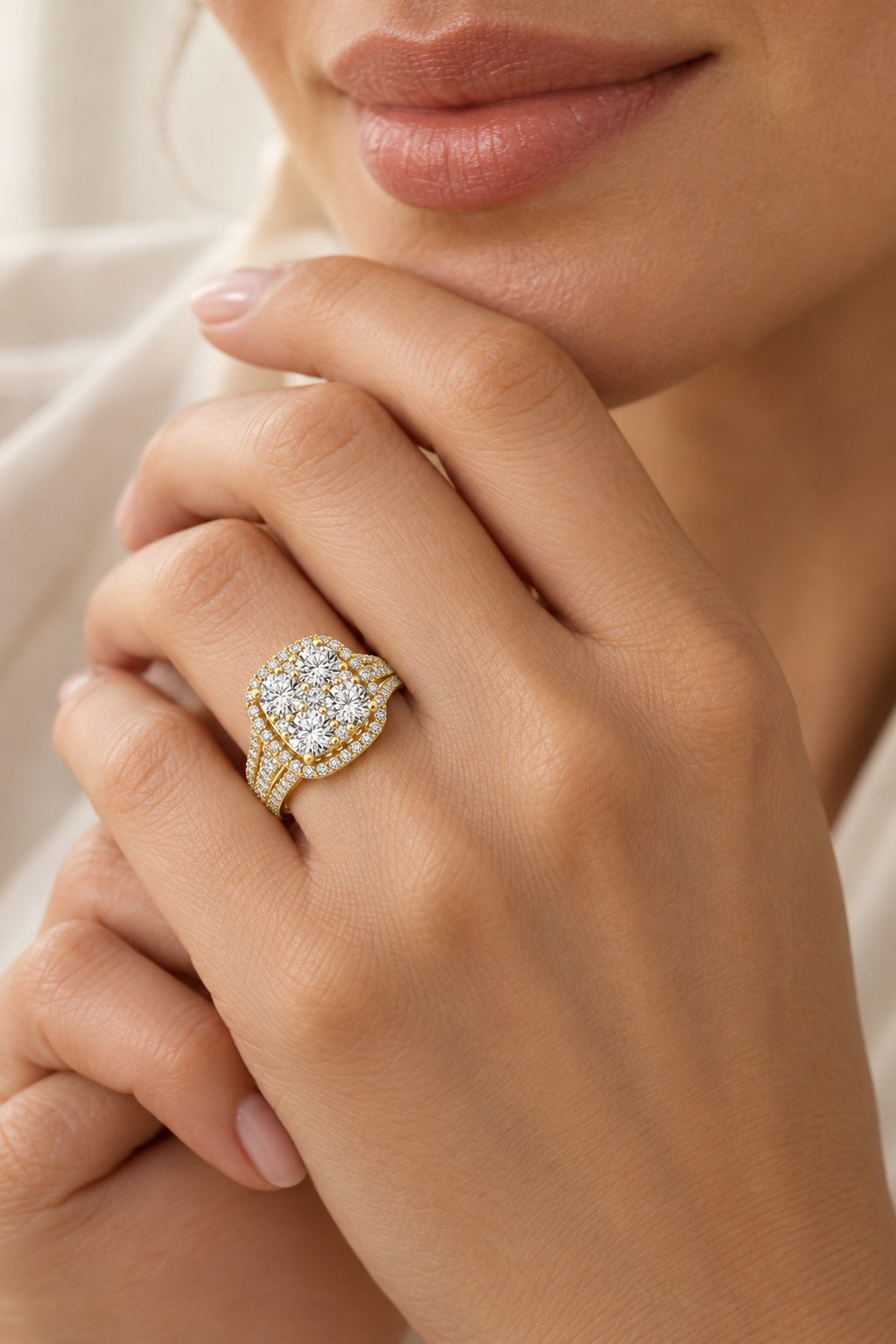 10K Yellow Gold Round Lab-Grown Diamond Engagement Ring – 4 CTW - lifestyle