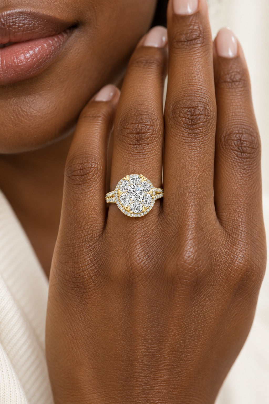 10K Yellow Gold Oval Lab-Grown Diamond Engagement Ring – 3 CTW - lifestyle